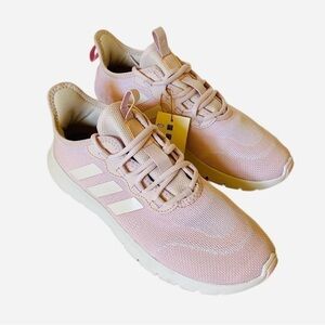 Adidas Nario Move pink and white running athletic shoes sneakers